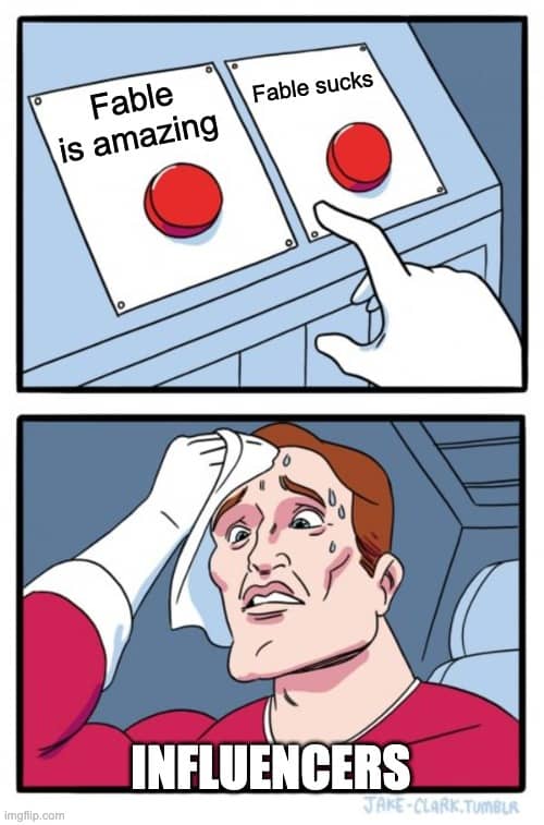 Influencers deciding which side of the fence to be on before actually using it